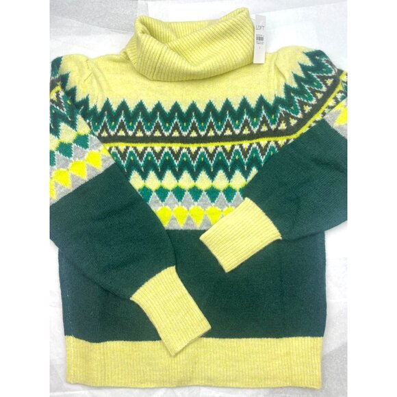 LOFT Women Chevron Stitched Turtleneck Sweater SMALL - Picture 3 of 13